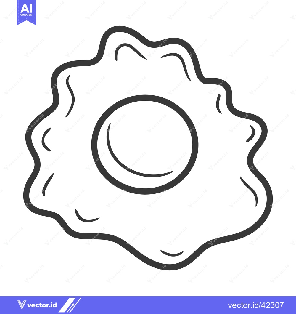 Premium Vector of Simple black and white illustration of a single fried egg