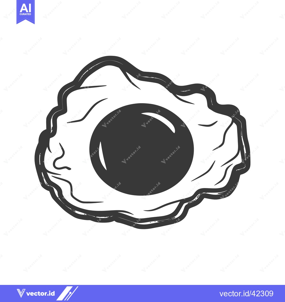 Premium Vector of An overhead monochrome illustration of a single fried egg