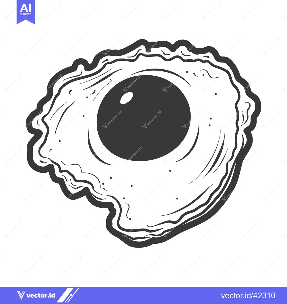Premium Vector of A monochrome illustration depicting a fried egg in a minimalist design
