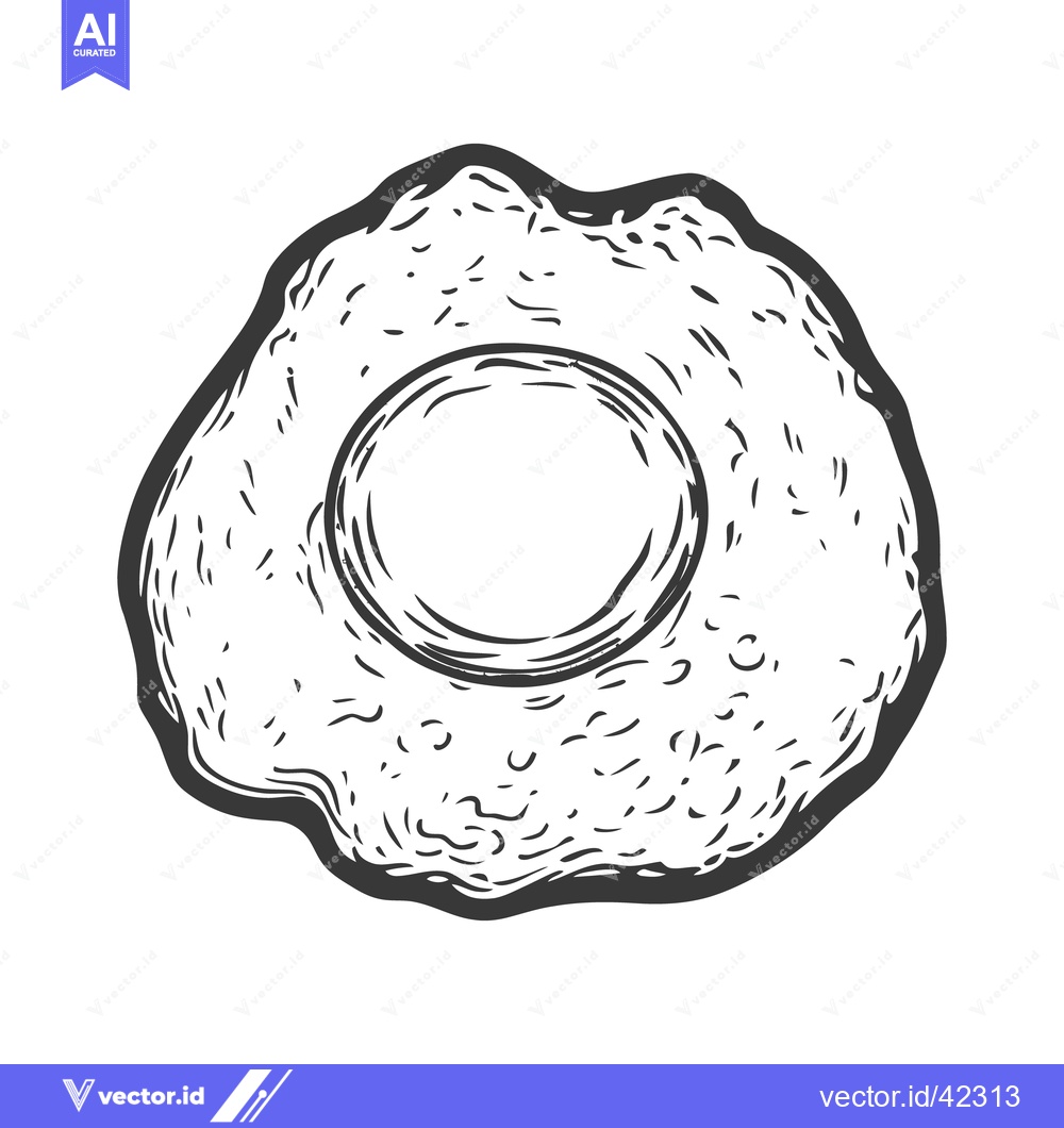 Premium Vector of A monochrome illustration depicting a single cooked fried egg