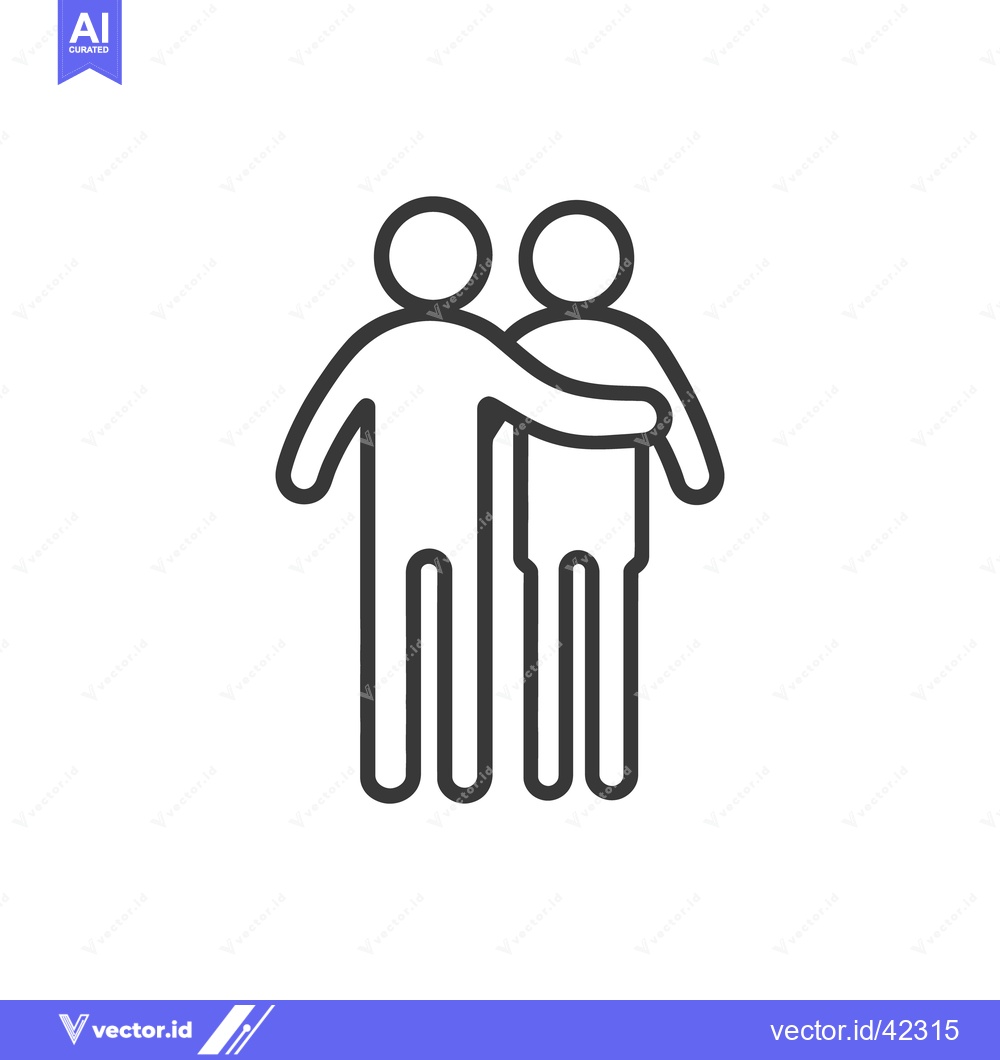 Premium Vector dari Two simple line figures demonstrating a friendly embrace gesture