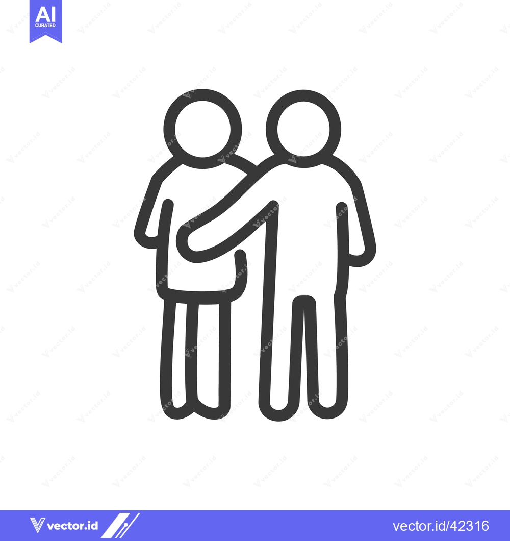 Premium Vector of Two human figures in a loving embrace represented with lines