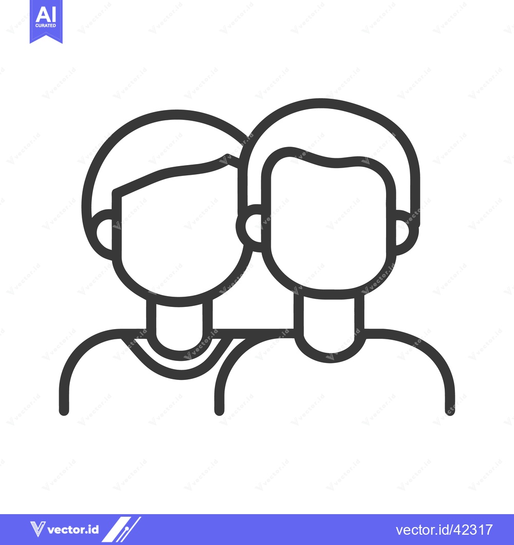 Premium Vector dari Two stylized figures stand close together in a simple black outline