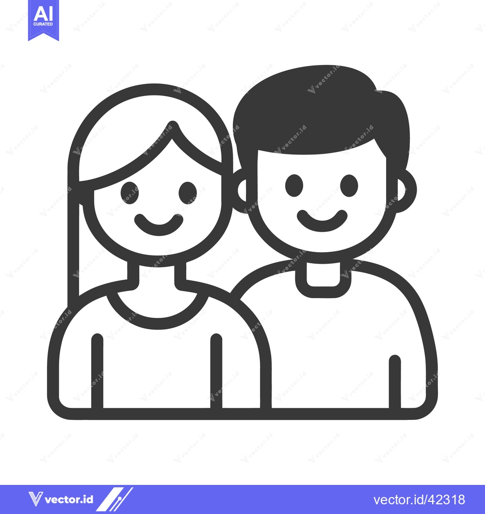 Premium Vector dari Two smiling people standing close together in a simple graphic