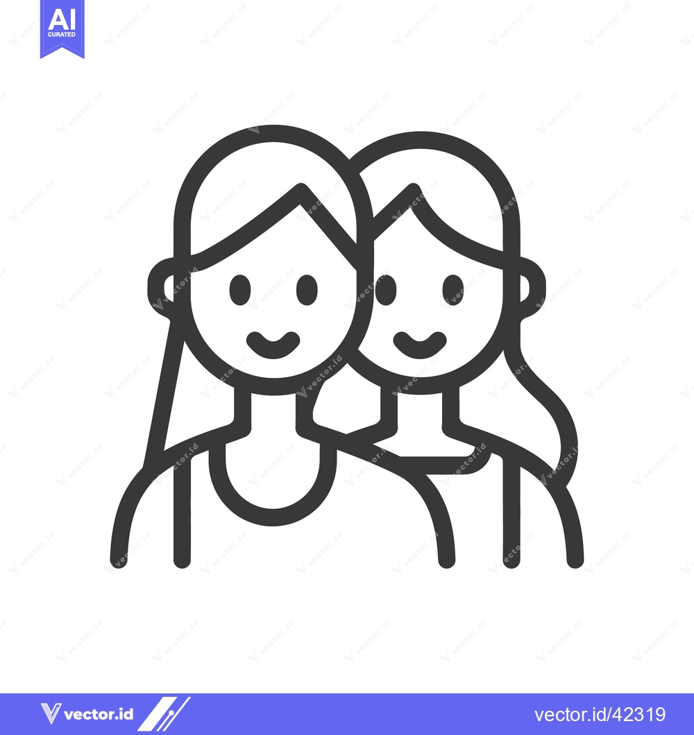 Premium Vector dari Two smiling women depicted in a minimalist line drawing style
