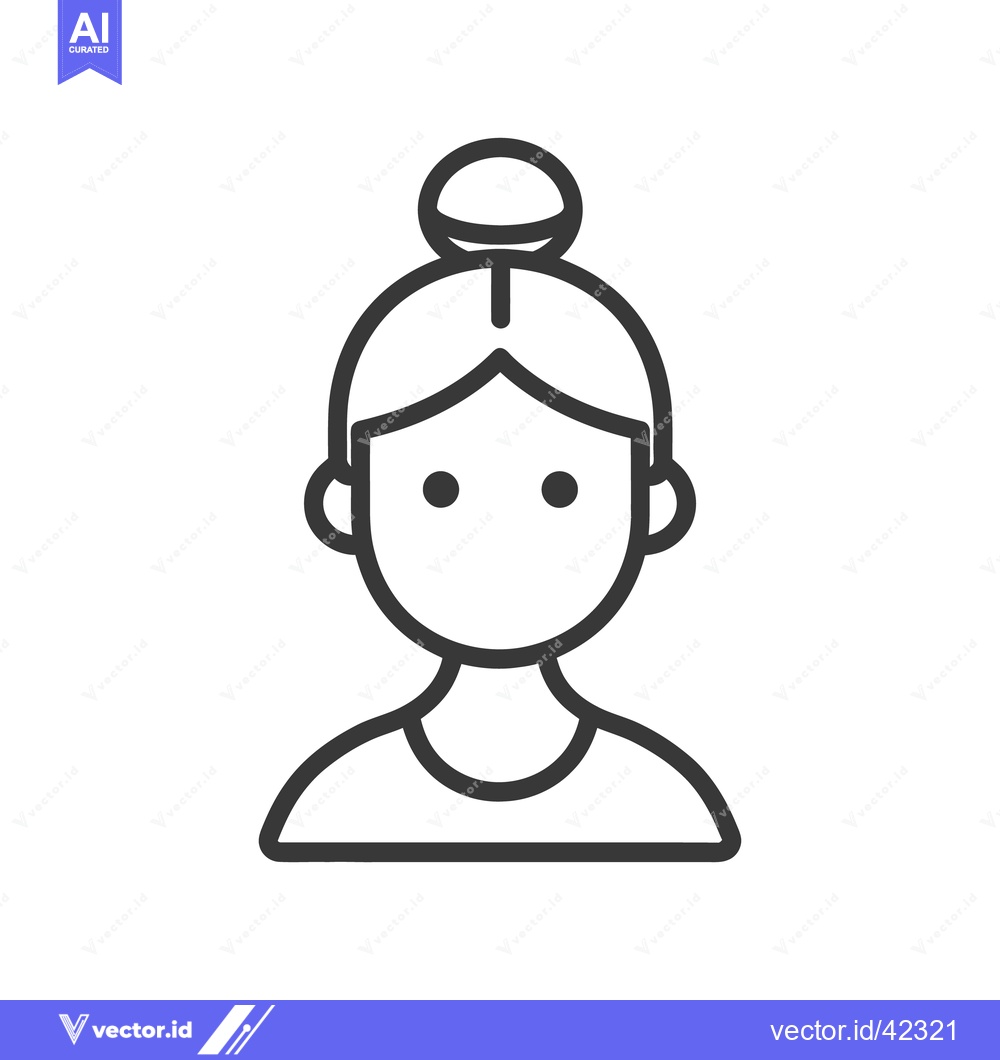 Premium Vector dari A simple line illustration of a woman with her hair up