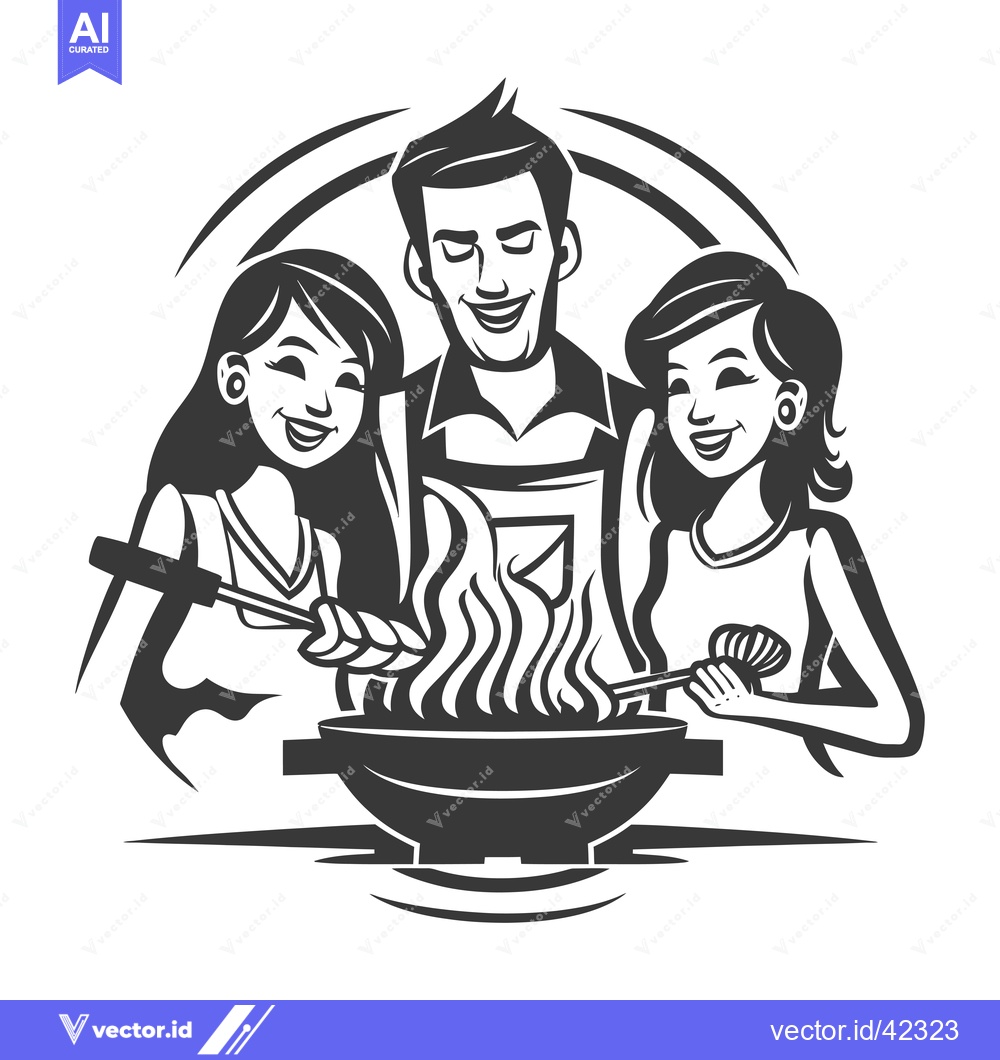 Premium Vector dari Friends Enjoying a Barbeque Together