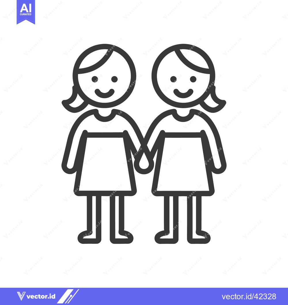 Premium Vector of Two female figures standing together holding hands with each other