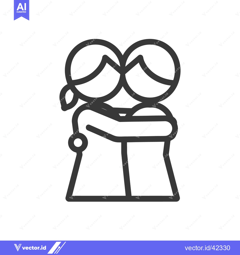 Premium Vector of Two schematic figures embrace each other in an affectionate hug