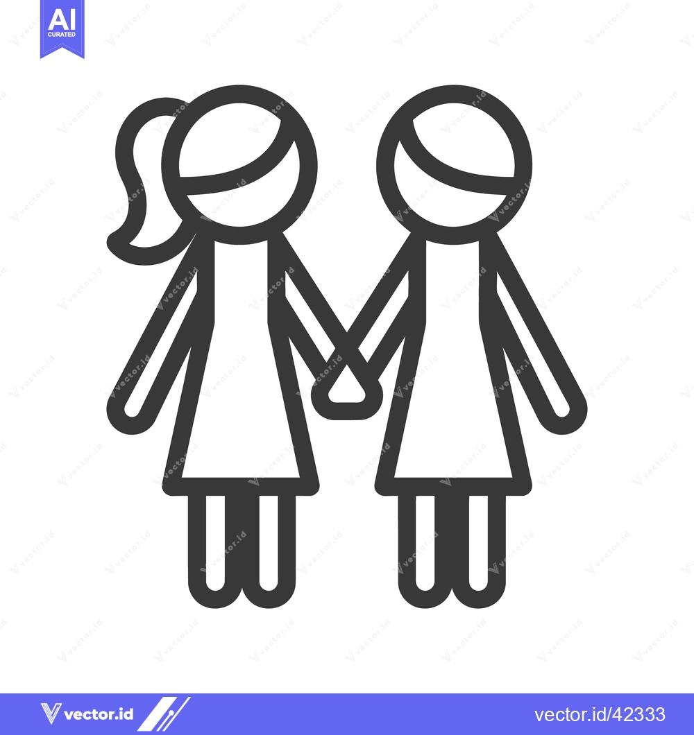Premium Vector dari Two female figures holding hands representing friendship and love