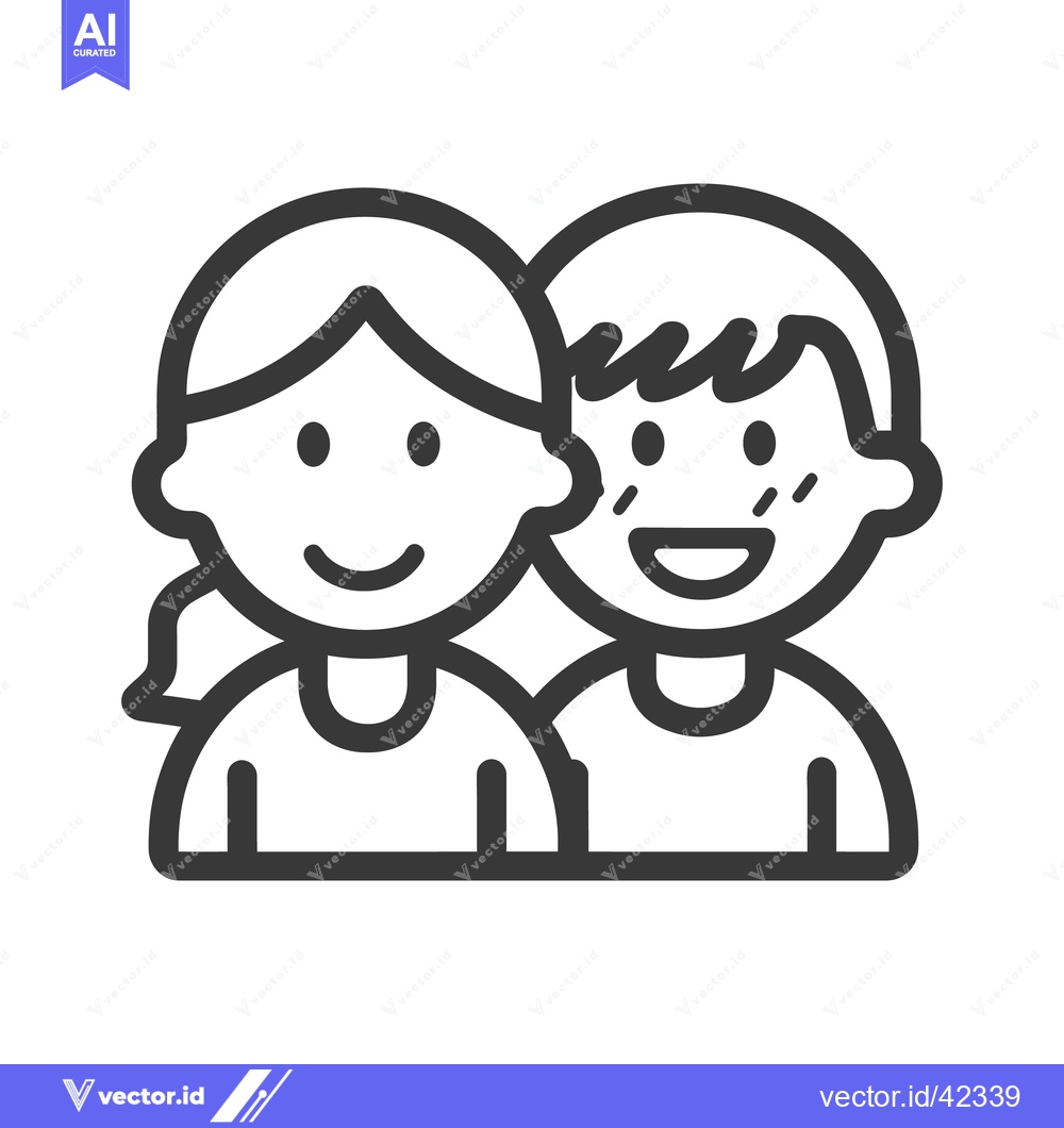 Premium Vector dari Two smiling cartoon figures of a boy and a girl