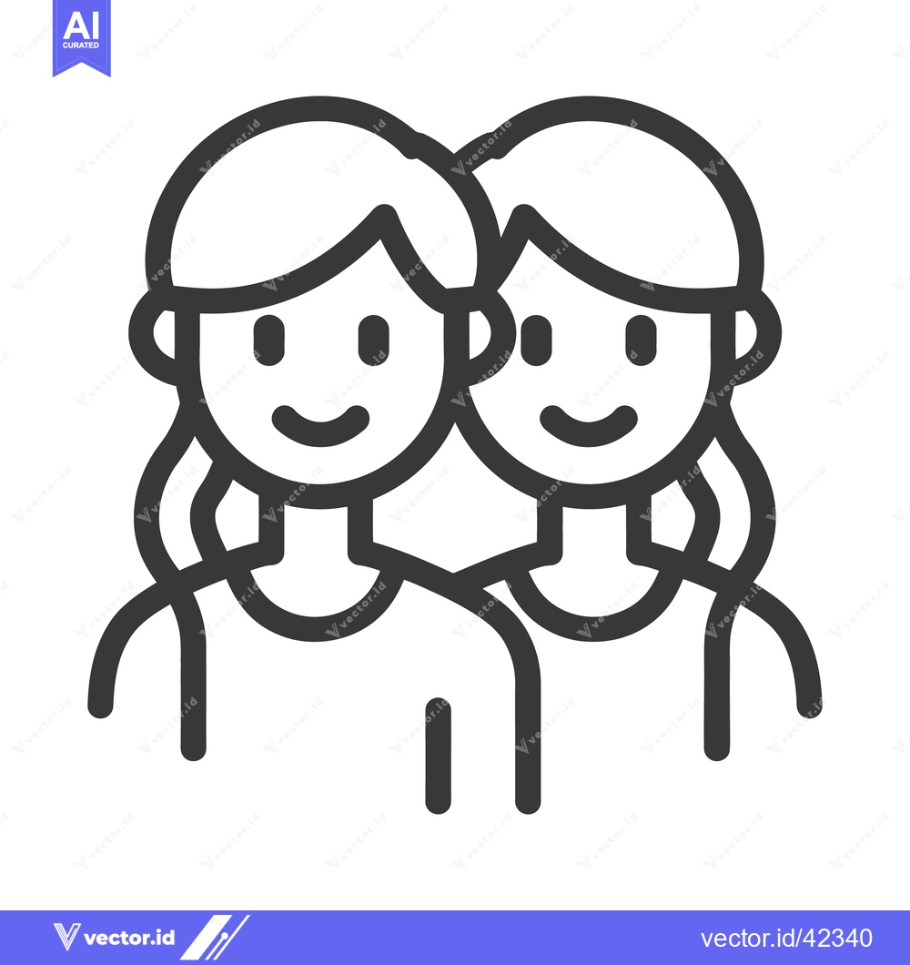Premium Vector dari Two smiling women in a simple black line illustration