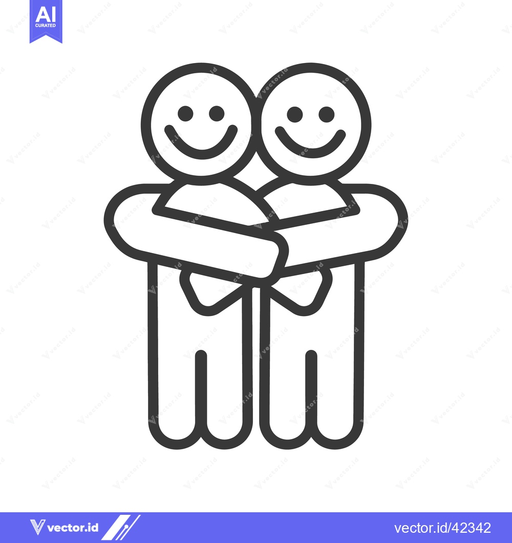 Premium Vector of Two happy stick figures embracing each other in a friendship embrace