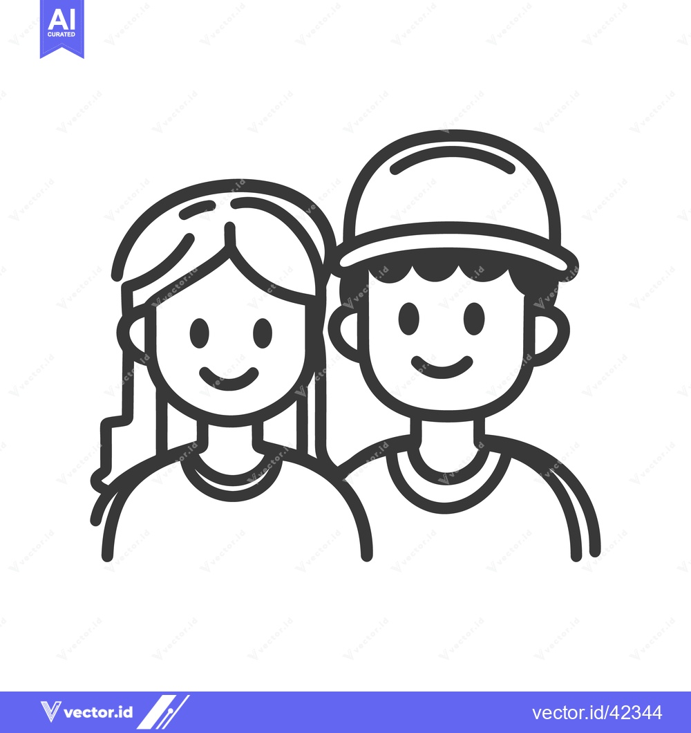 Premium Vector of Two cartoon people standing close together and smiling happily
