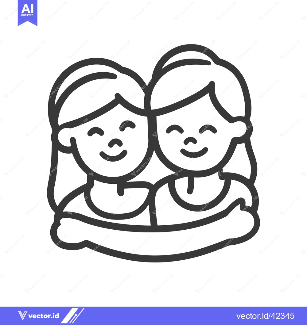 Premium Vector dari Two smiling women embracing and showing affection with arms