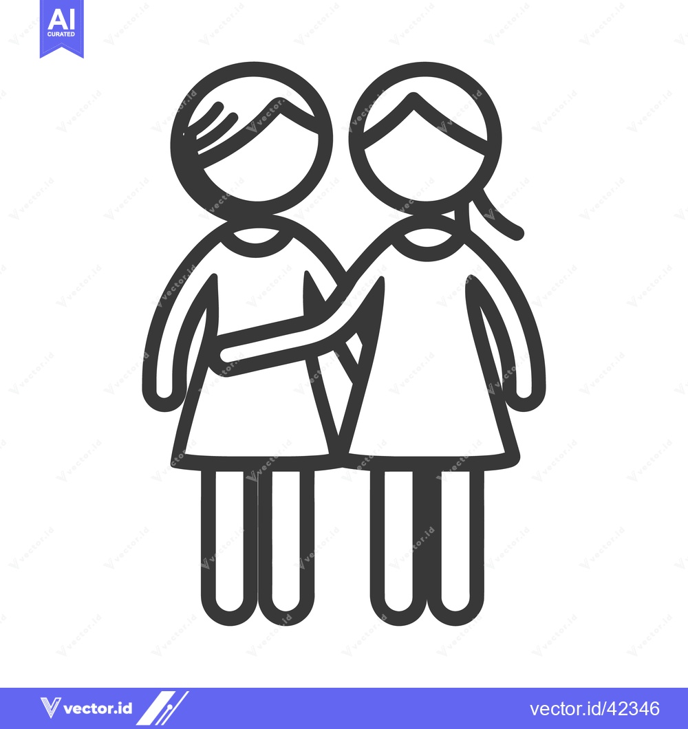 Premium Vector of Two people stand together and one person hugs the other