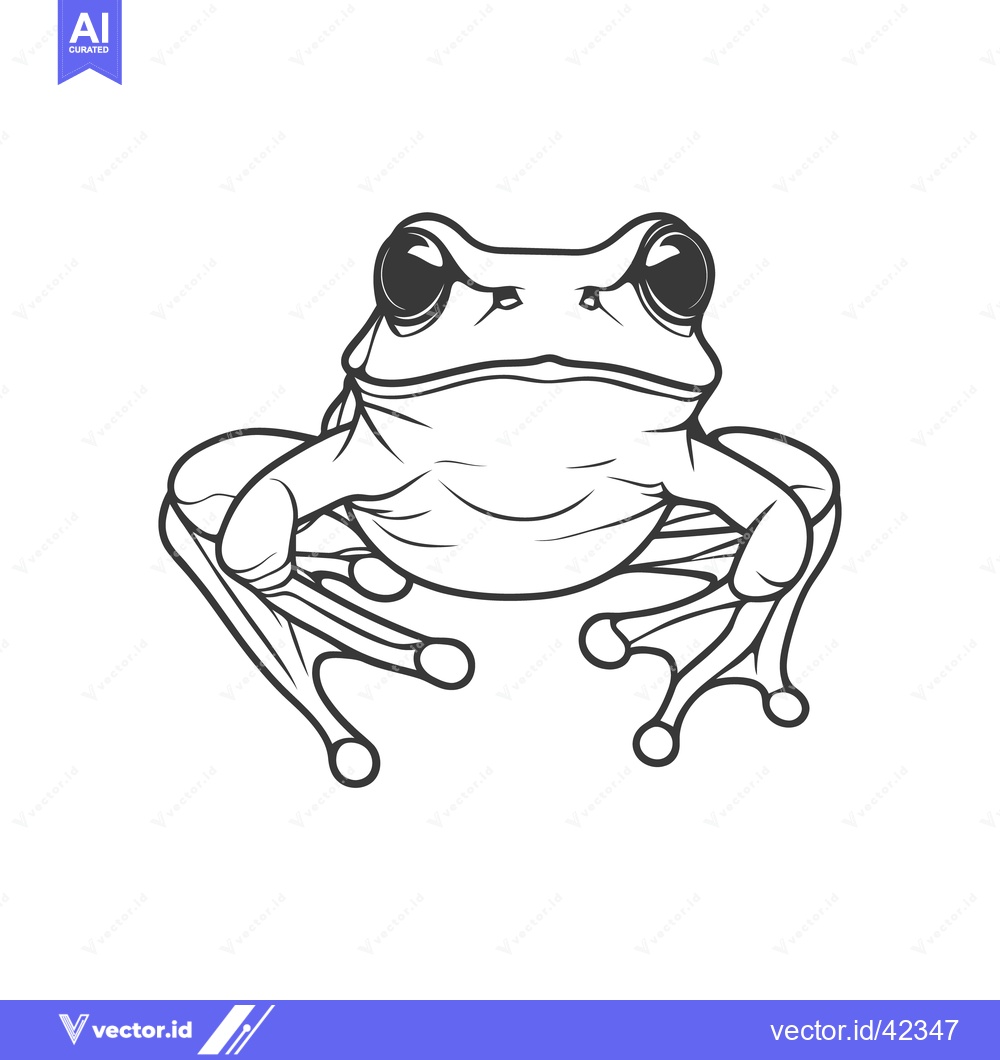 Premium Vector of A detailed illustration of a single frog in monochrome style