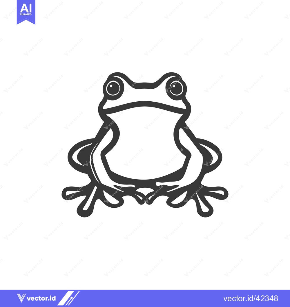 Premium Vector of A stylized illustration depicts a small frog with large eyes and small