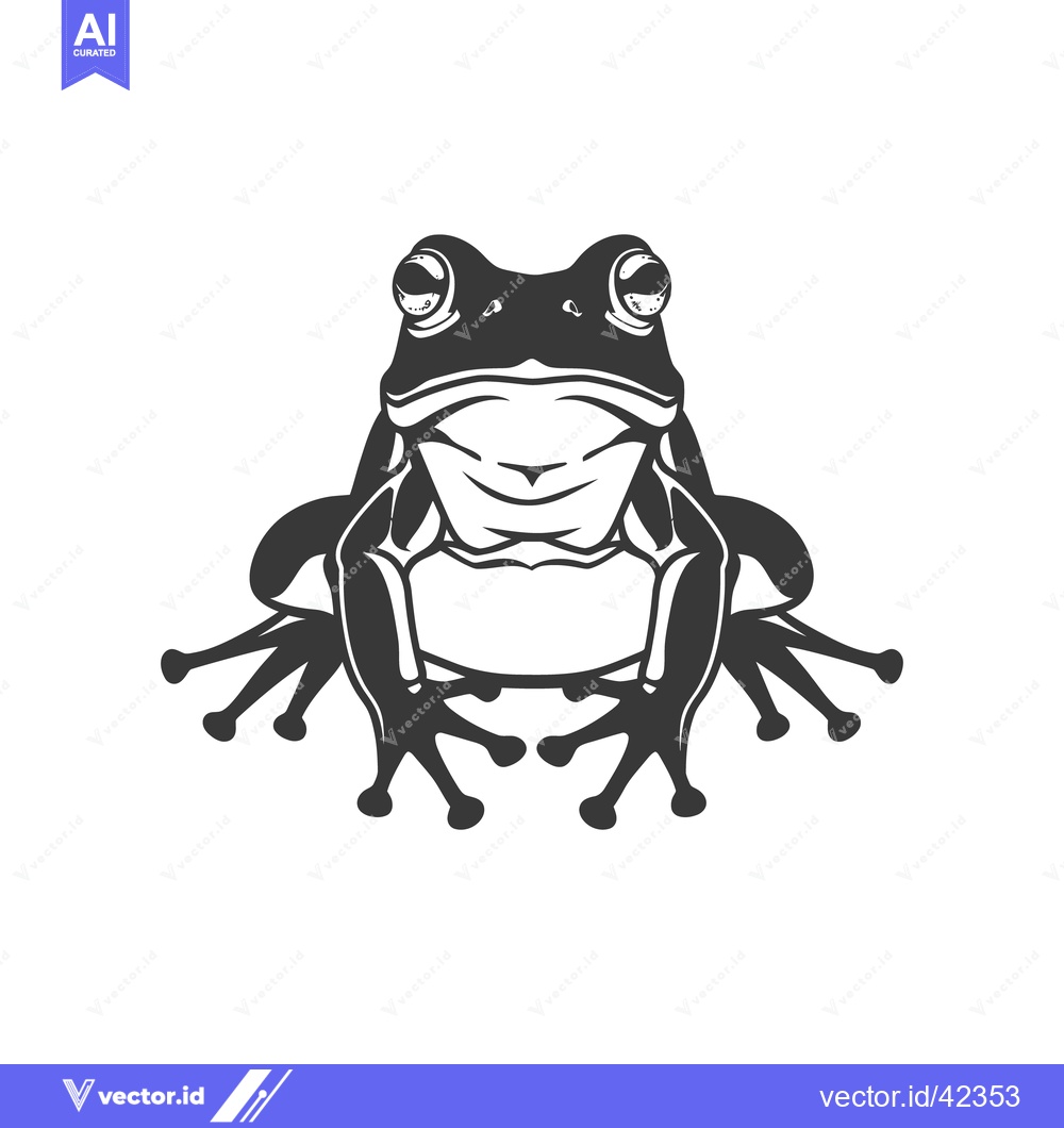 Premium Vector dari A front facing graphic image of a stylized frog appears still