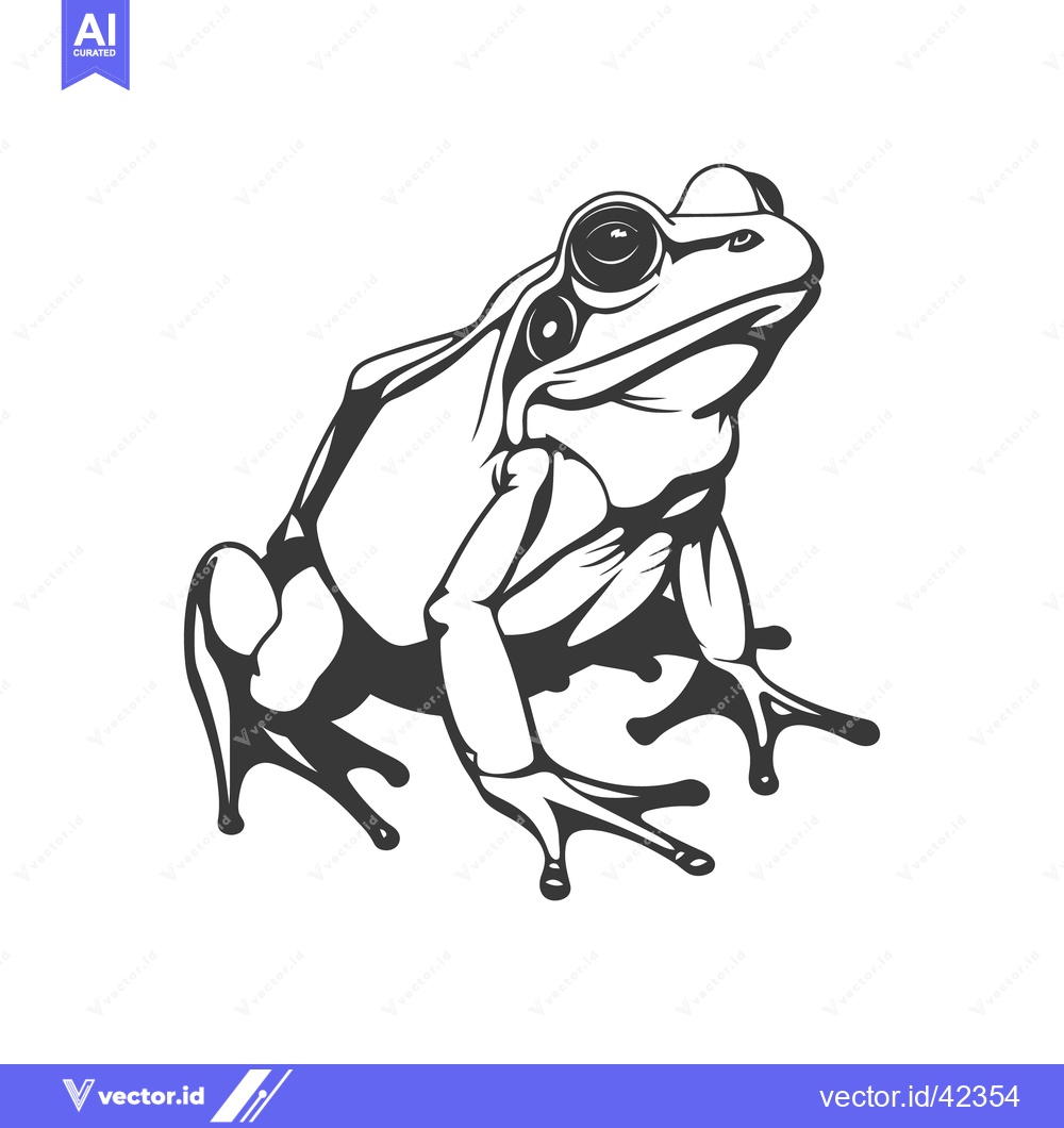 Premium Vector of A stylized illustration showcasing a sitting frog in a graphic design