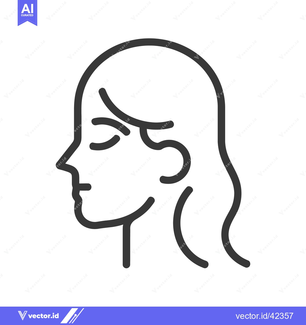 Premium Vector of Outlined illustration showing the profile of a person with long hair