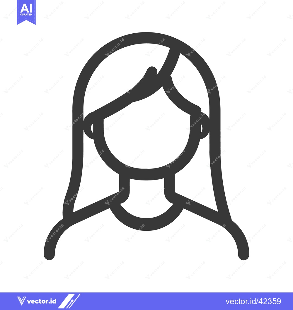 Premium Vector dari An outlined image of a woman with long straight hair