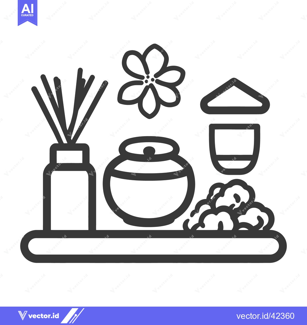 Premium Vector of An illustration shows spa objects arranged on a simple surface