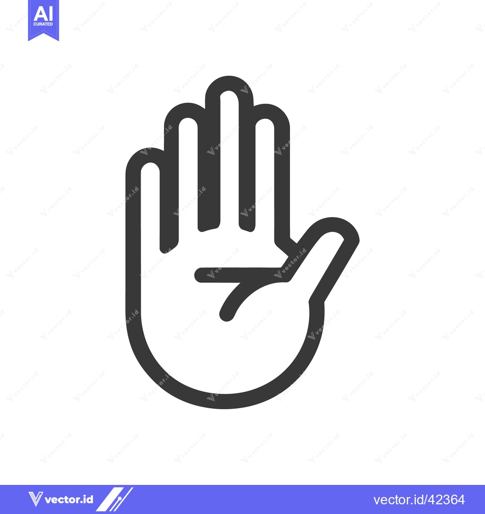 Premium Vector dari Bold Hand Icon: Stop, Halt, or High Five Gesture in Minimalist Design
