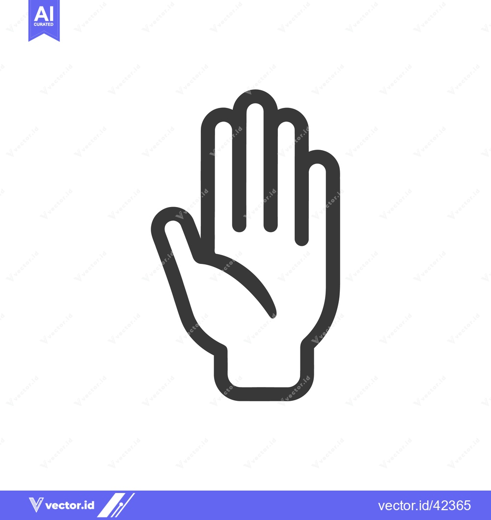 Premium Vector dari Stylized Hand Icon: Bold Outline on White Background, Palm Facing Forw