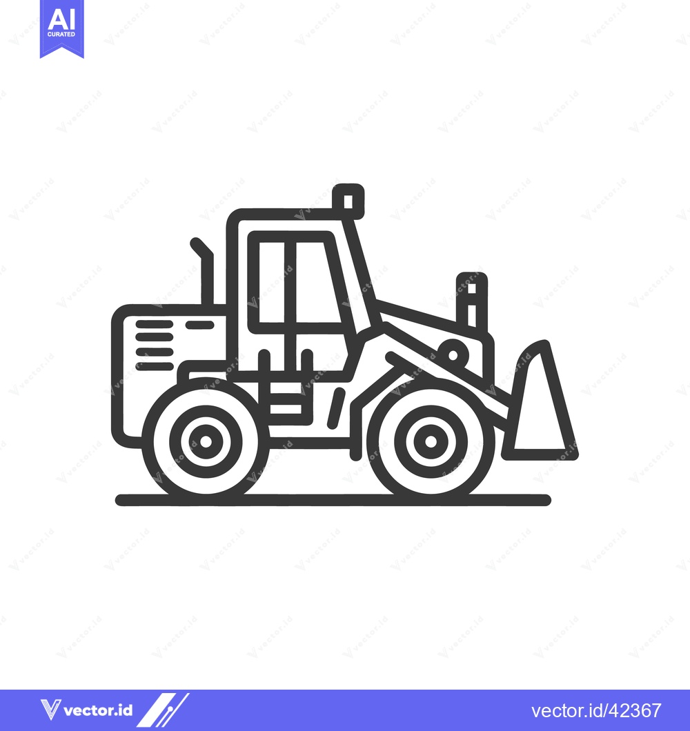 Premium Vector dari Minimalist Line Art: Front Loader Construction Vehicle Icon