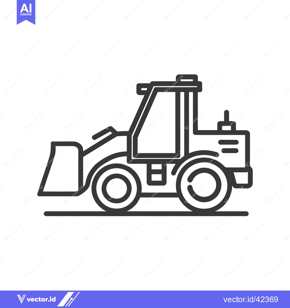 Premium Vector of Minimalist Skid Steer Loader Icon, Construction Equipment Outline, Vec