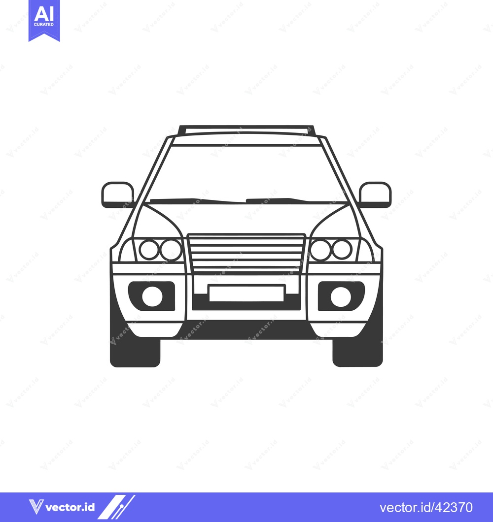 Premium Vector of Front view of a black and white outline of a car