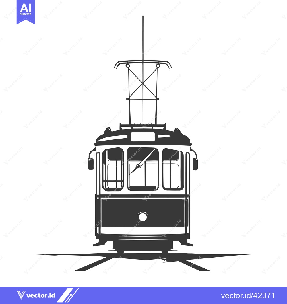 Premium Vector of Front View of a Vintage Trolley or Tram