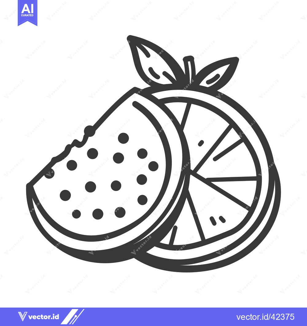 Premium Vector dari A monochrome depiction of a watermelon and citrus fruit slice