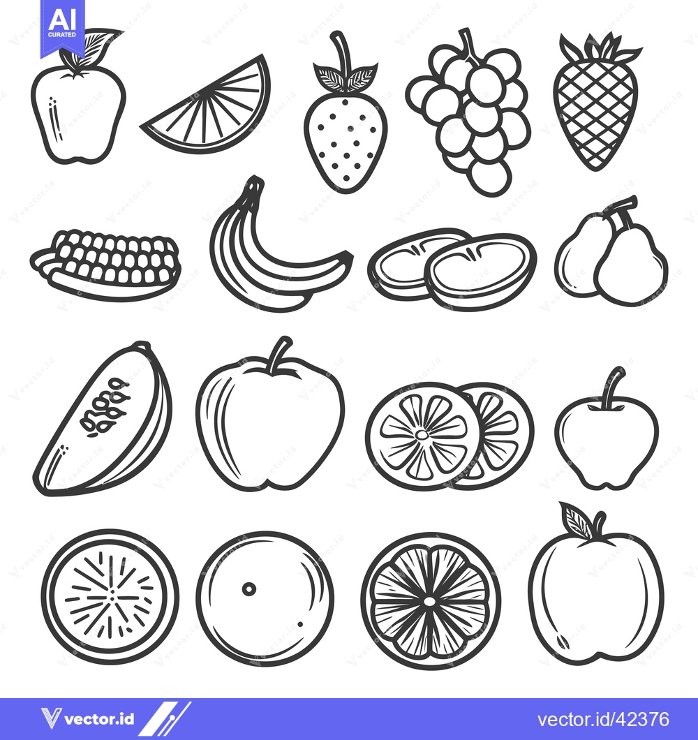 Premium Vector dari Illustrations depicting various fruits of different shapes and sizes