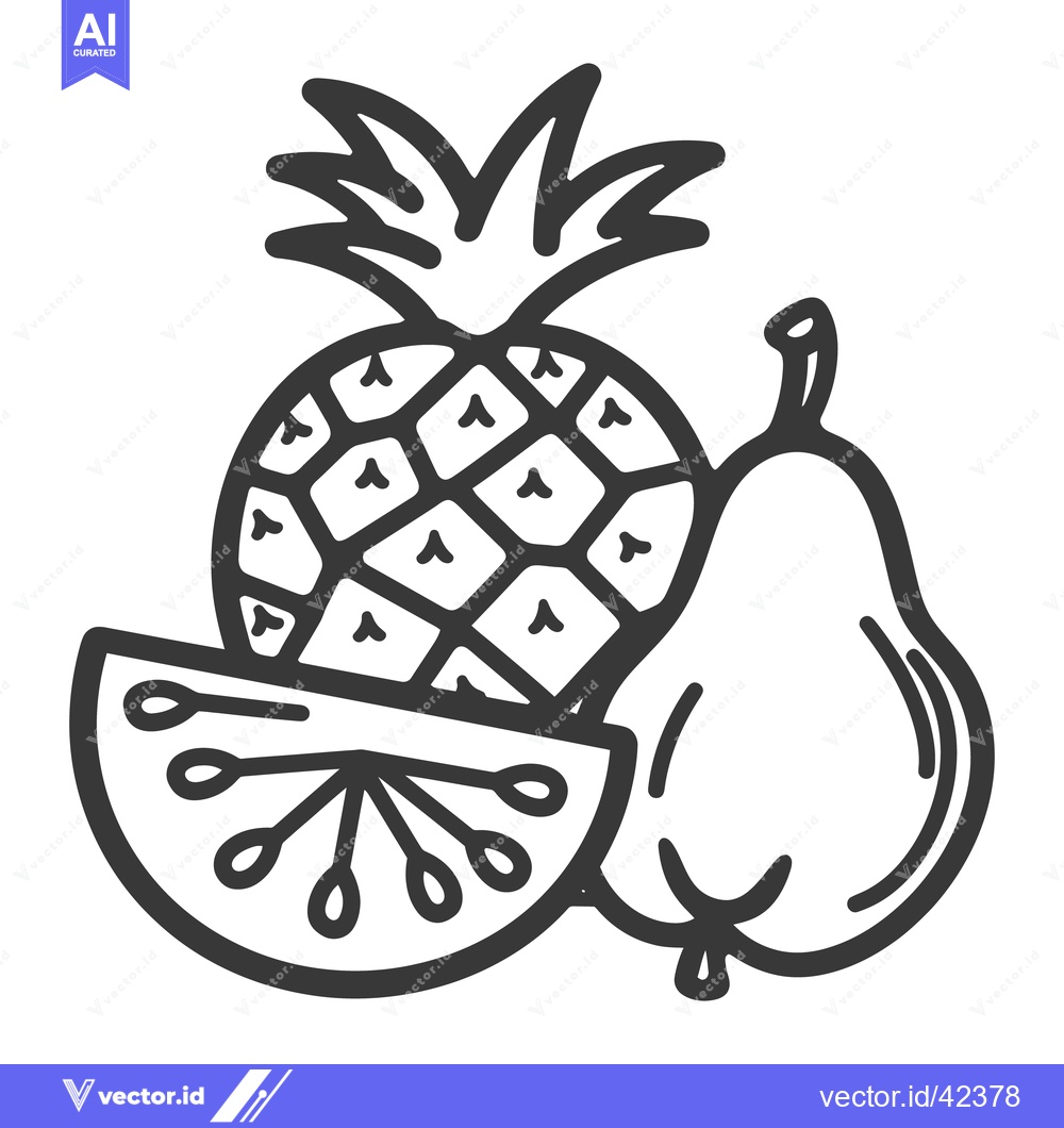 Premium Vector of An illustration of a pineapple pear and a slice of fruit