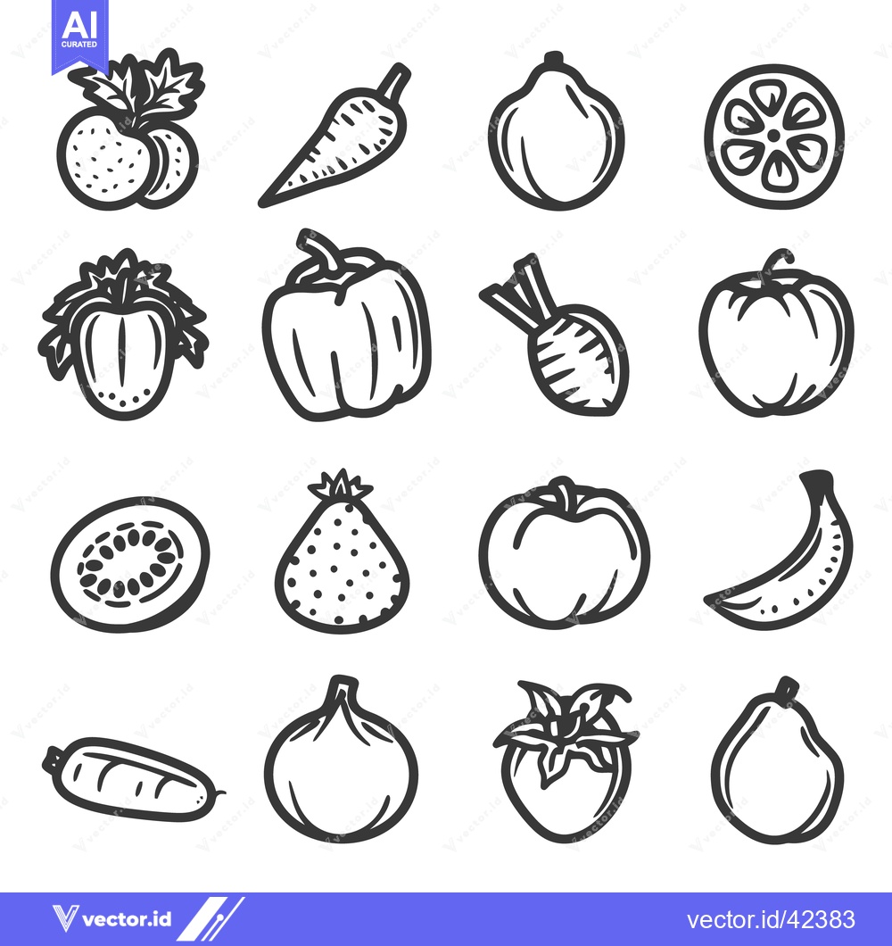 Premium Vector dari Illustrative depiction of various different fruits and vegetables in d