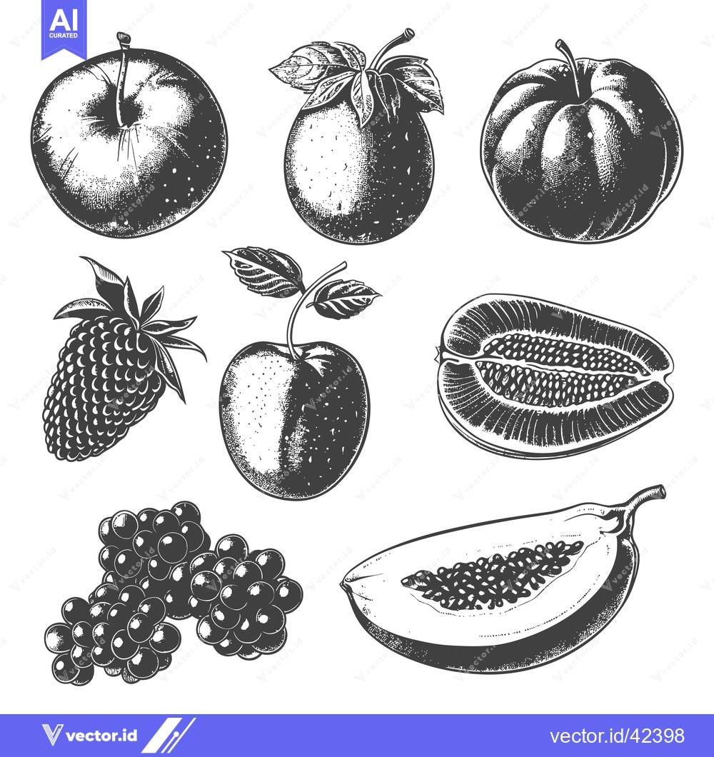 Premium Vector of A Collection Of Hand Drawn Fruits And Berries
