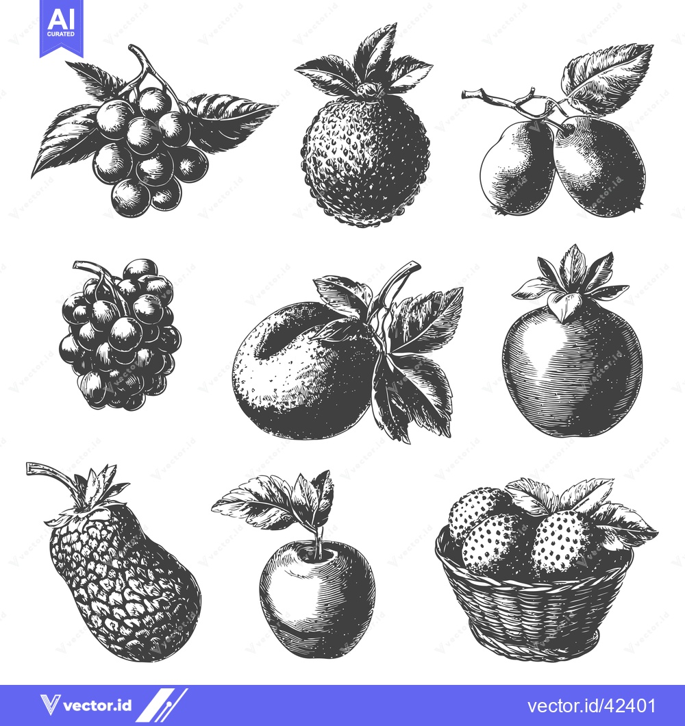 Premium Vector dari A Collection Of Hand Drawn Fruit Illustrations