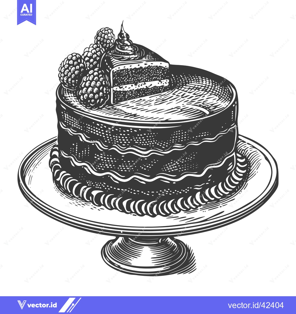 Premium Vector of Delicious Chocolate Cake with Raspberries and Cream