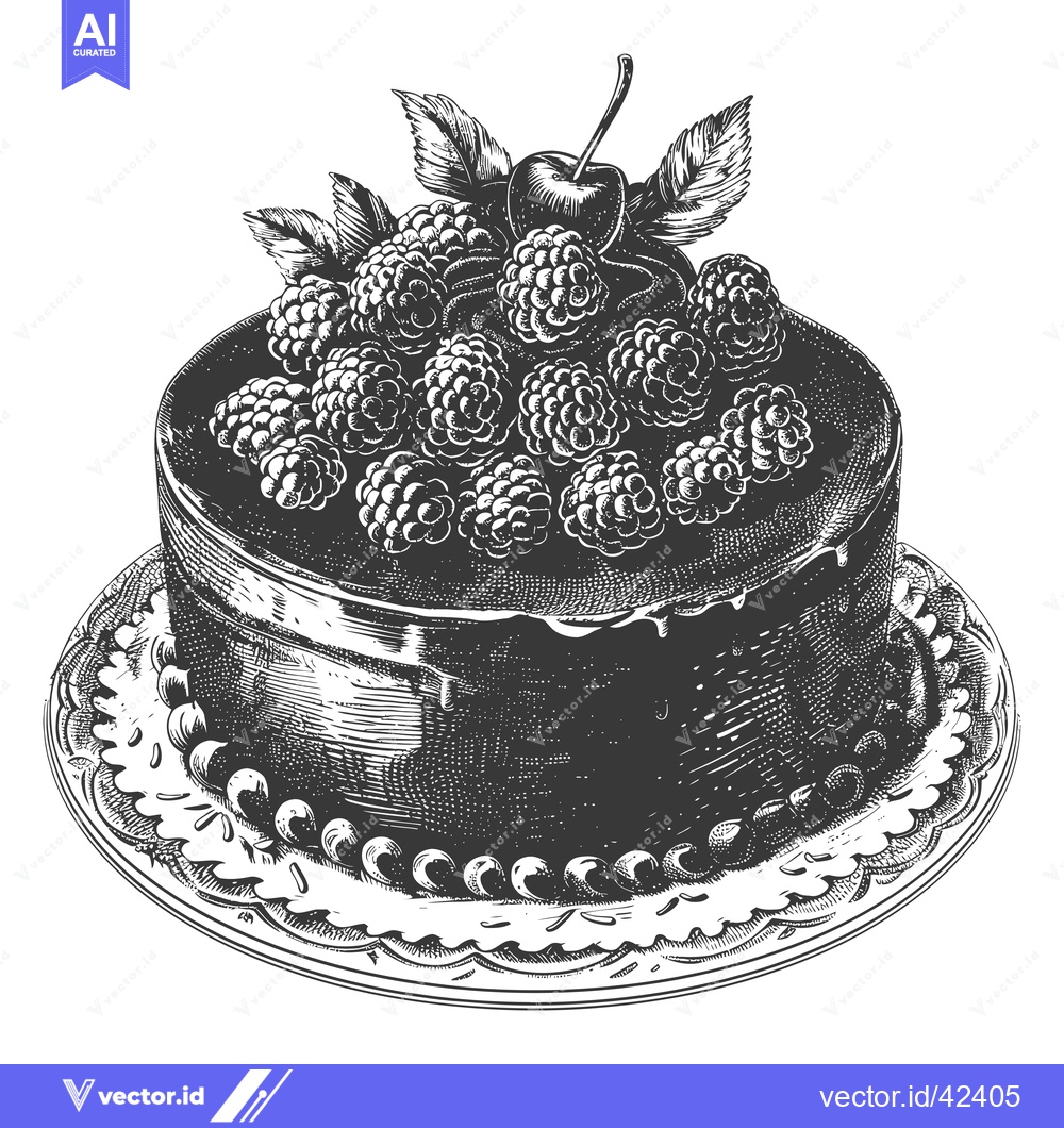 Premium Vector dari Delicious Chocolate Cake Topped With Raspberries And A Cherry