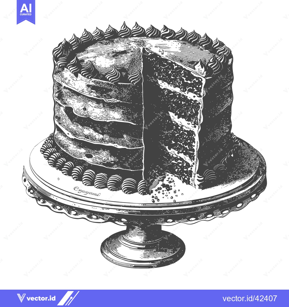 Premium Vector of Delicious Chocolate Cake Slice on Elegant Stand