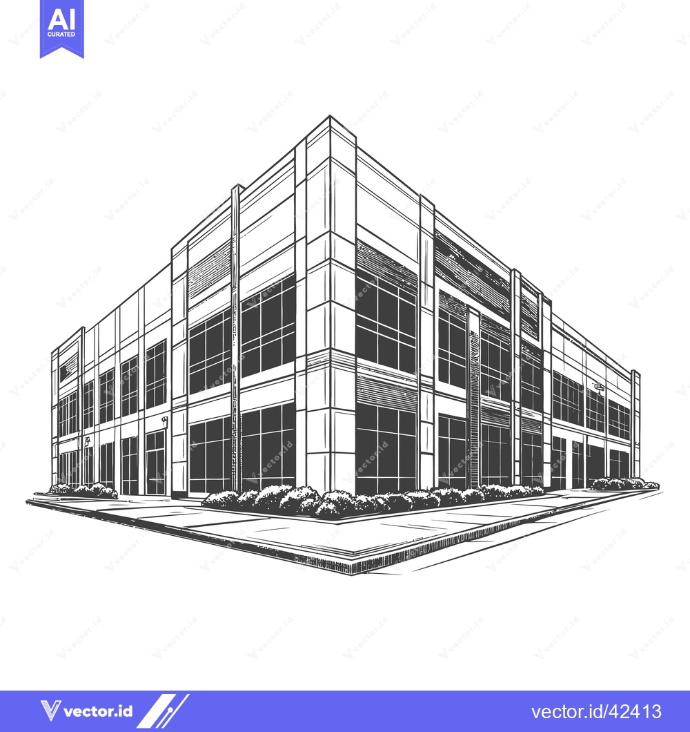 Premium Vector dari Modern Commercial Building Architectural Sketch Design