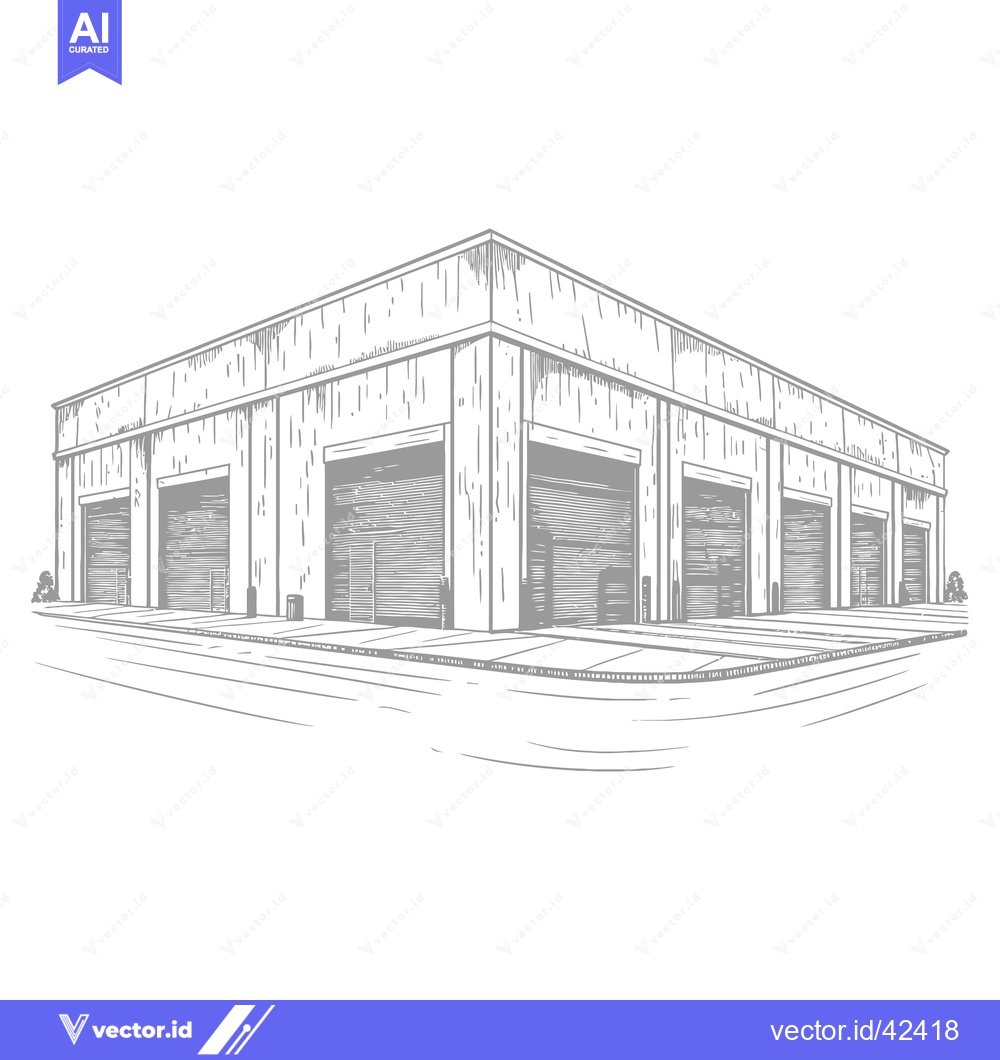 Premium Vector dari A Sketch of a Multi Bay Garage Building