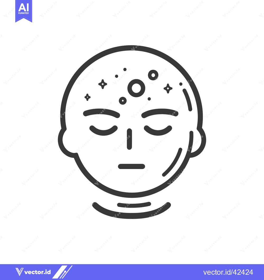 Premium Vector dari An isolated line illustration of a tranquil face and forehead