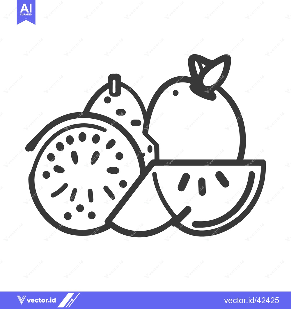Premium Vector dari A collection of stylized fruits in simple black and white