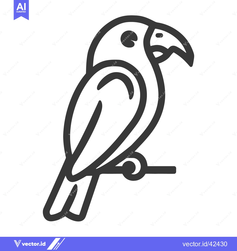 Premium Vector of A stylized line drawing of a parrot perched on branch