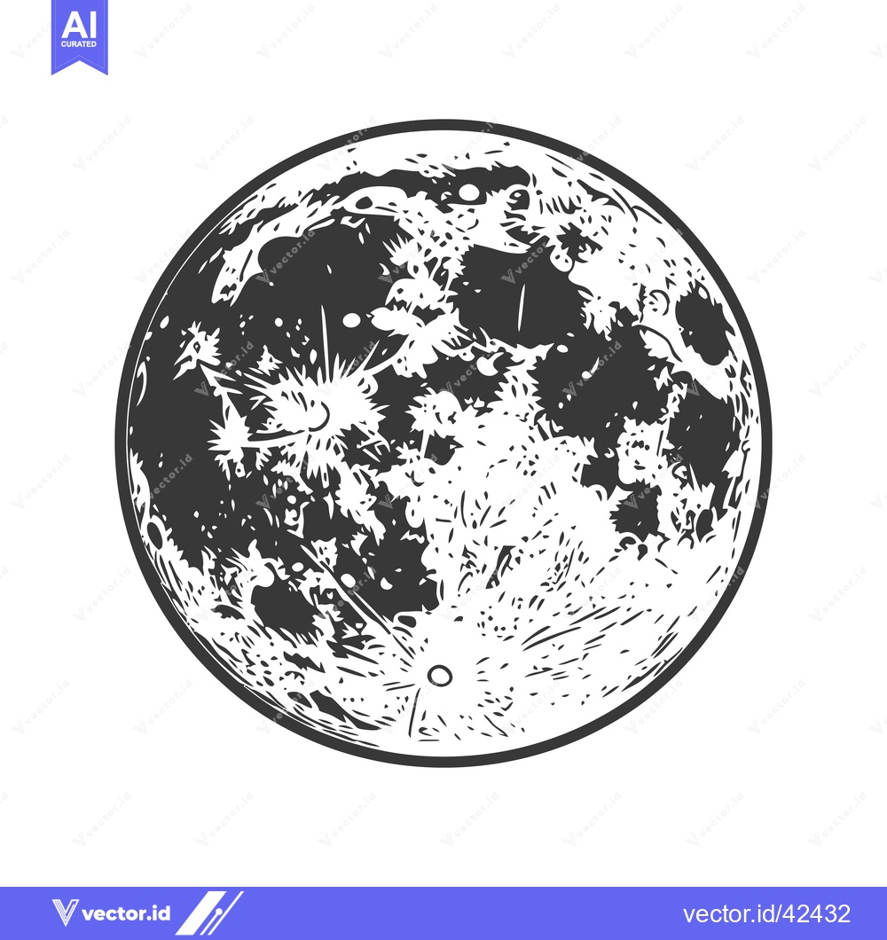 Premium Vector dari A detailed illustration of the moon showing craters and surface