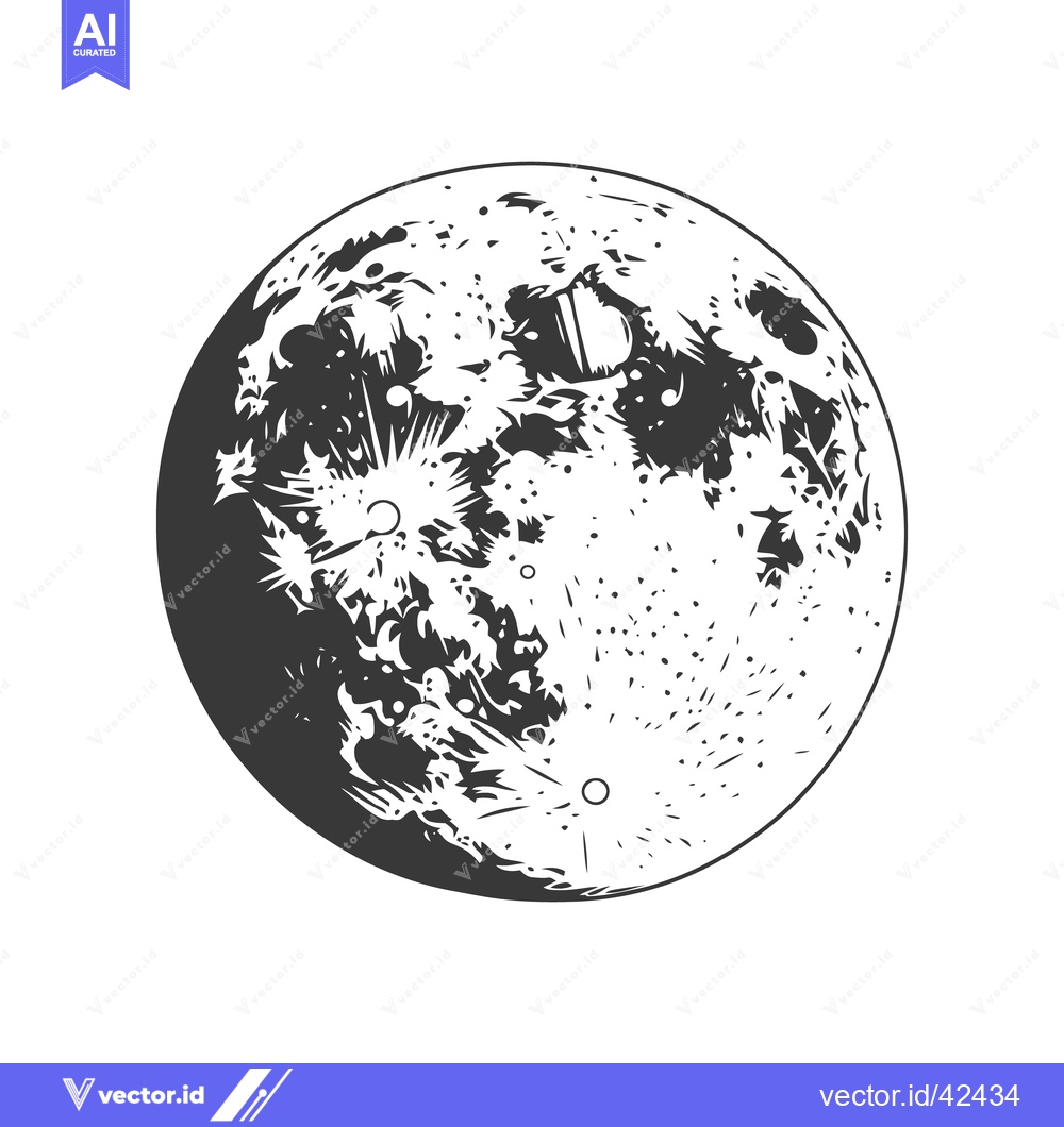 Premium Vector dari A monochromatic image of the earths natural satellite the moon