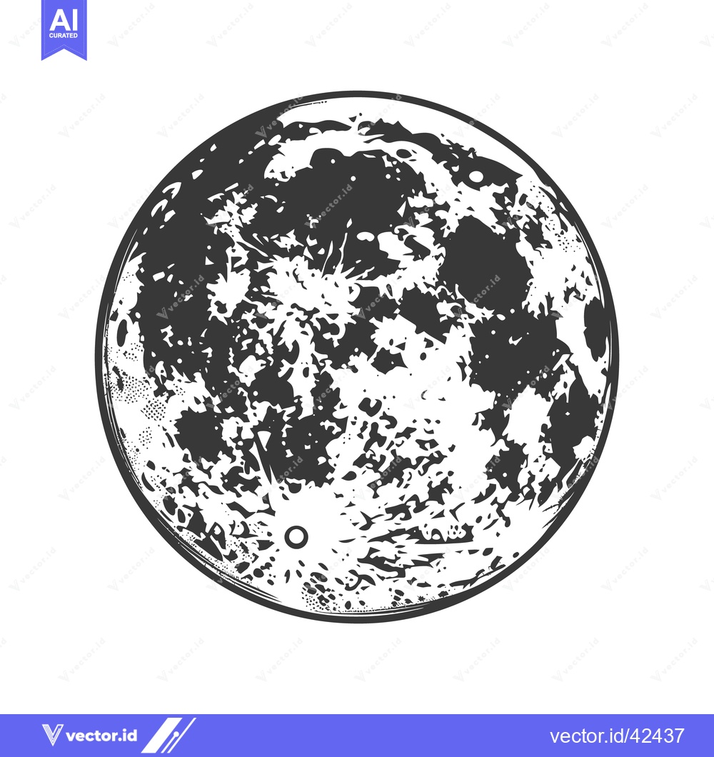 Premium Vector of A detailed black and white drawing depicting the surface of the moon